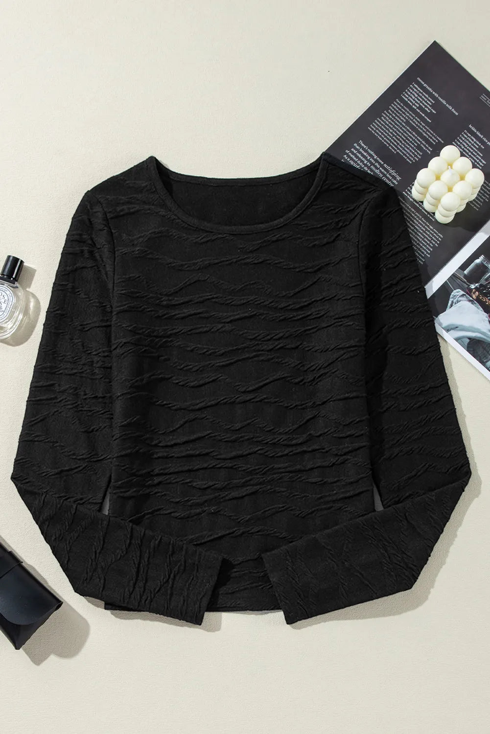 Textured Long Sleeve Blouse