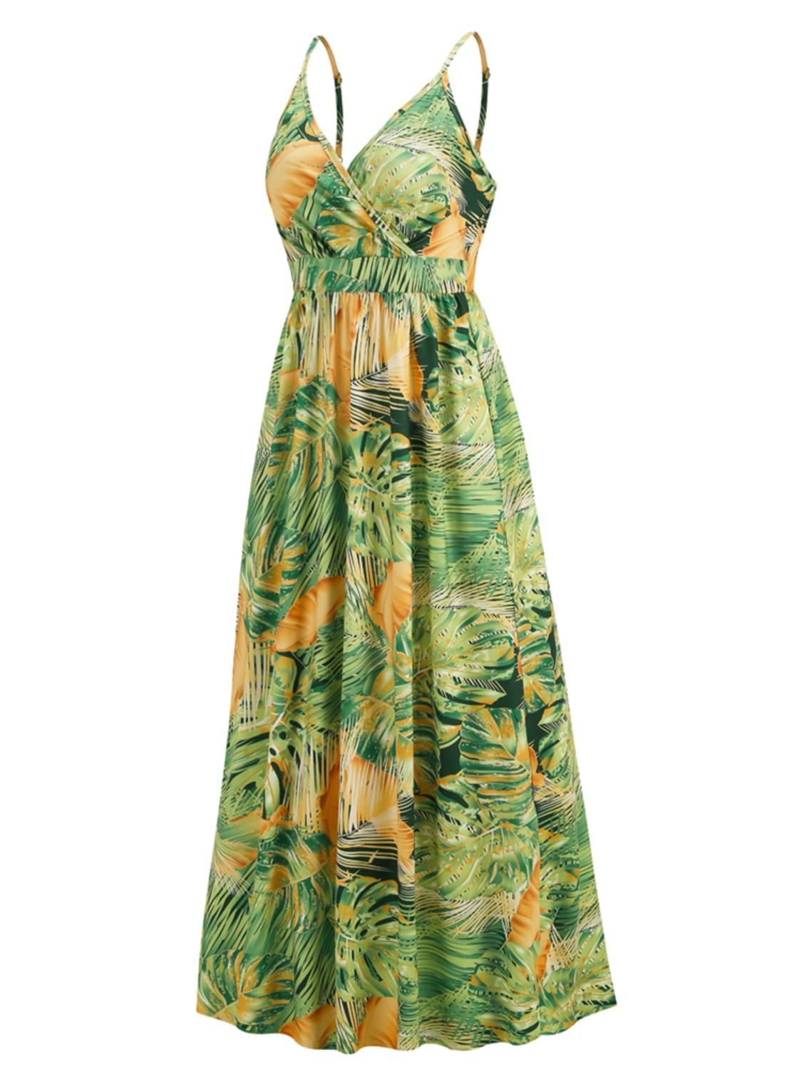 Floral Print Surplice Spaghetti Strap Maxi Dress