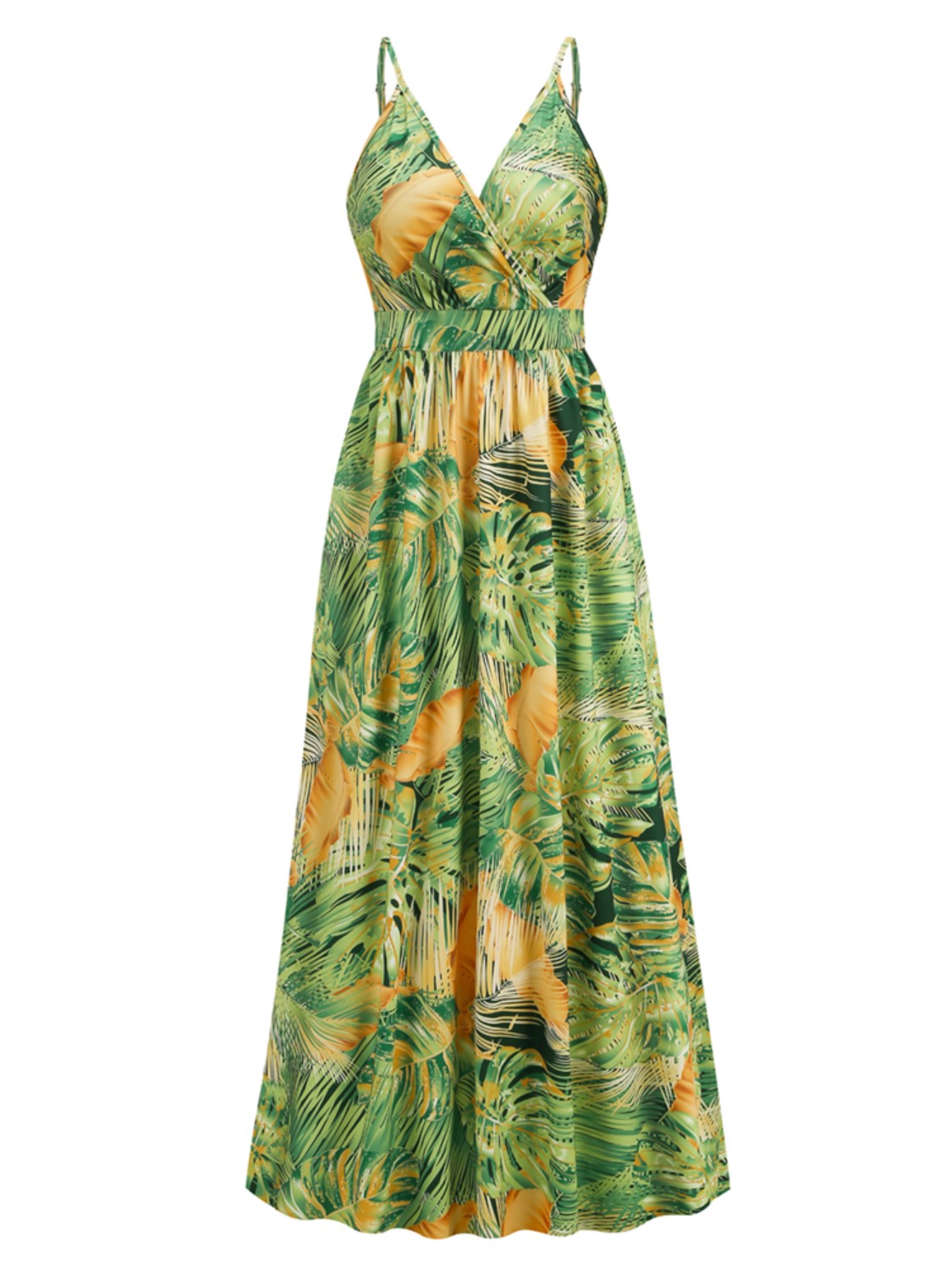 Floral Print Surplice Spaghetti Strap Maxi Dress