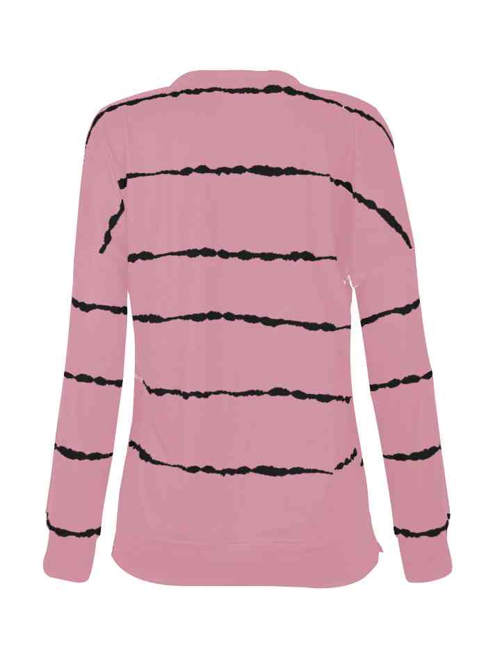 Abstract Striped Round Neck Sweatshirt