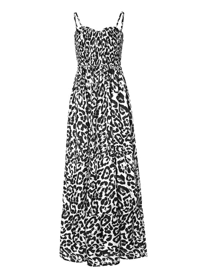 Leopard Sweetheart Neck Maxi Dress