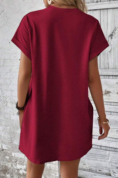 Pocketed Round Neck T-Shirt Dress