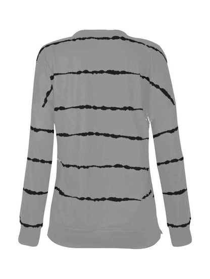 Abstract Striped Round Neck Sweatshirt