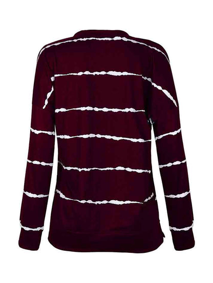 Abstract Striped Round Neck Sweatshirt