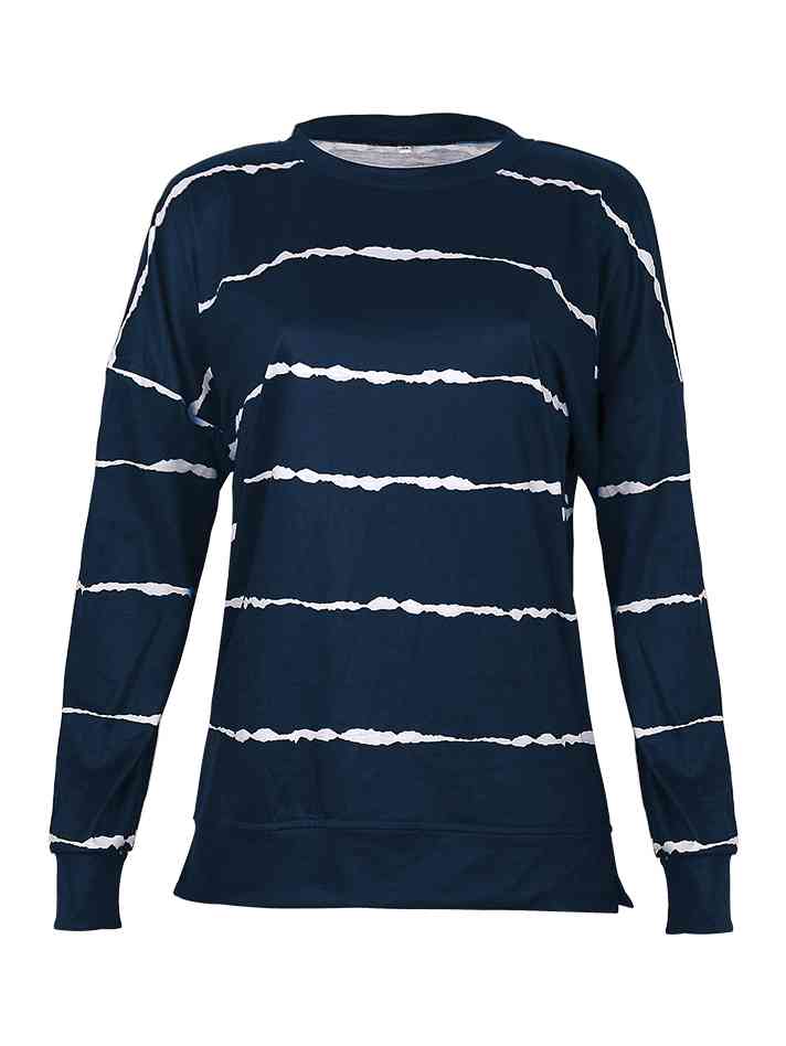 Abstract Striped Round Neck Sweatshirt