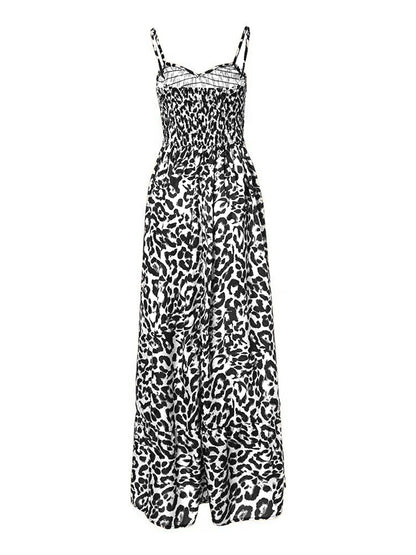 Leopard Sweetheart Neck Maxi Dress