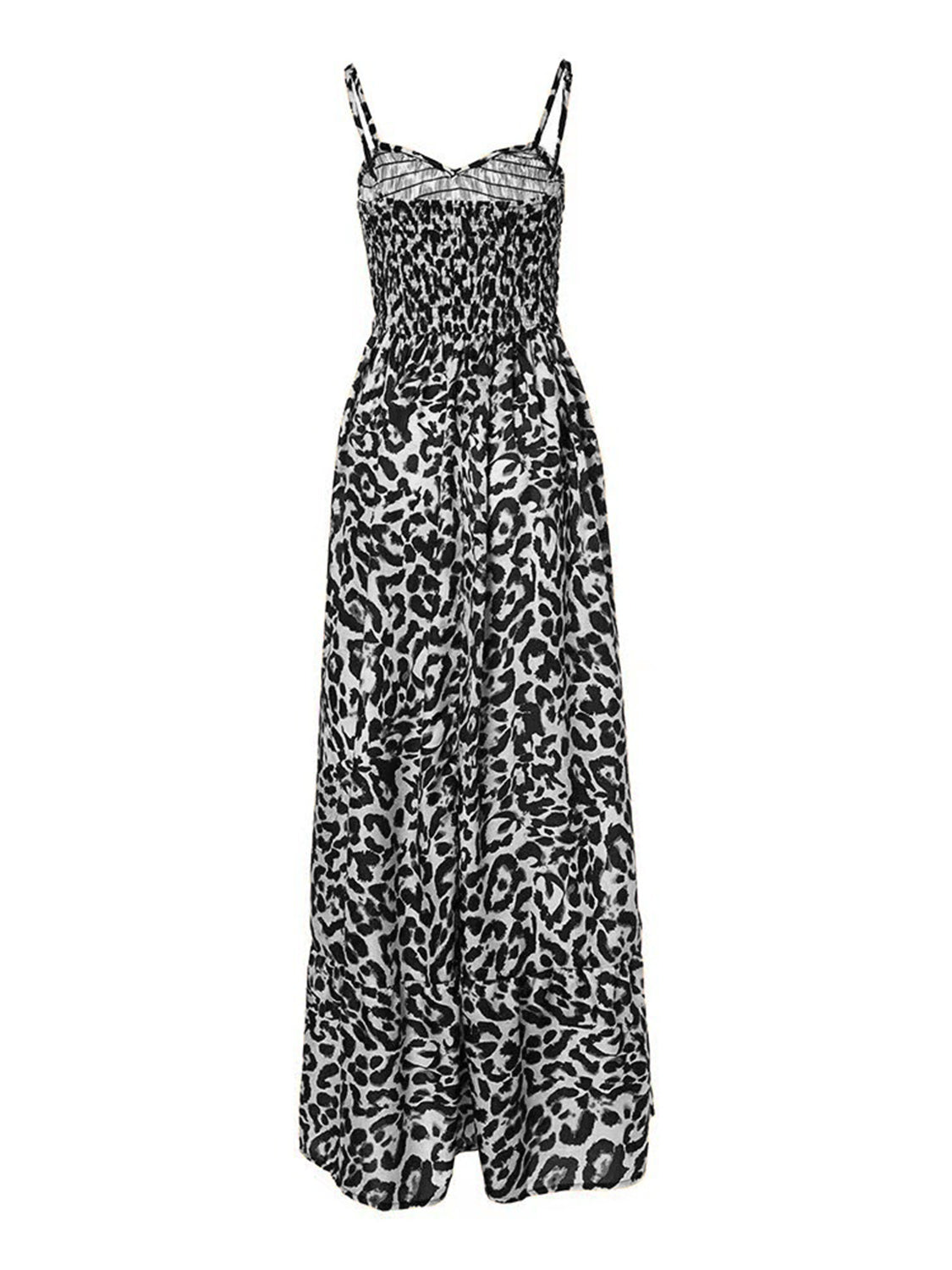 Leopard Sweetheart Neck Maxi Dress