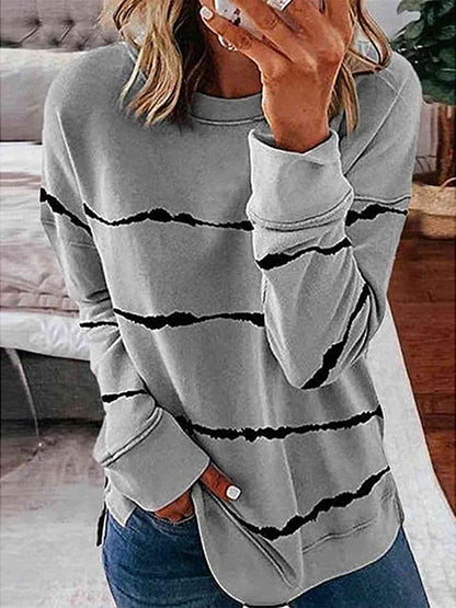 Abstract Striped Round Neck Sweatshirt