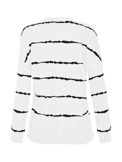 Abstract Striped Round Neck Sweatshirt