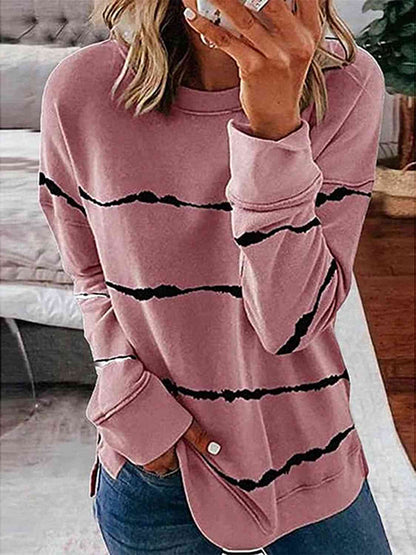 Abstract Striped Round Neck Sweatshirt