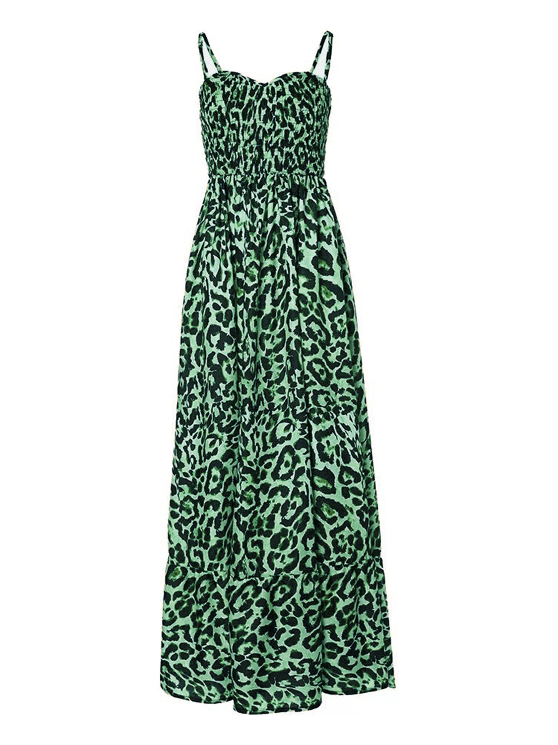 Leopard Sweetheart Neck Maxi Dress