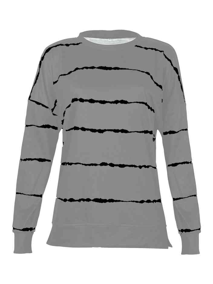 Abstract Striped Round Neck Sweatshirt