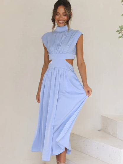 Cutout Cap Sleeve Ruched Dress