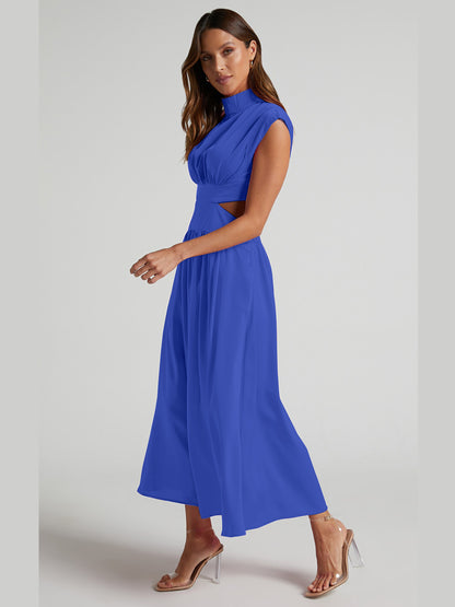 Cutout Cap Sleeve Ruched Dress