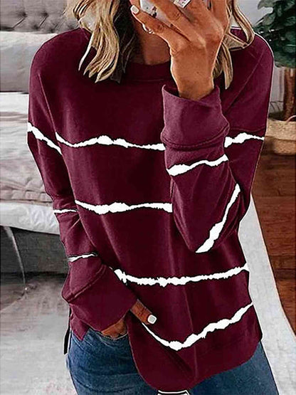 Abstract Striped Round Neck Sweatshirt