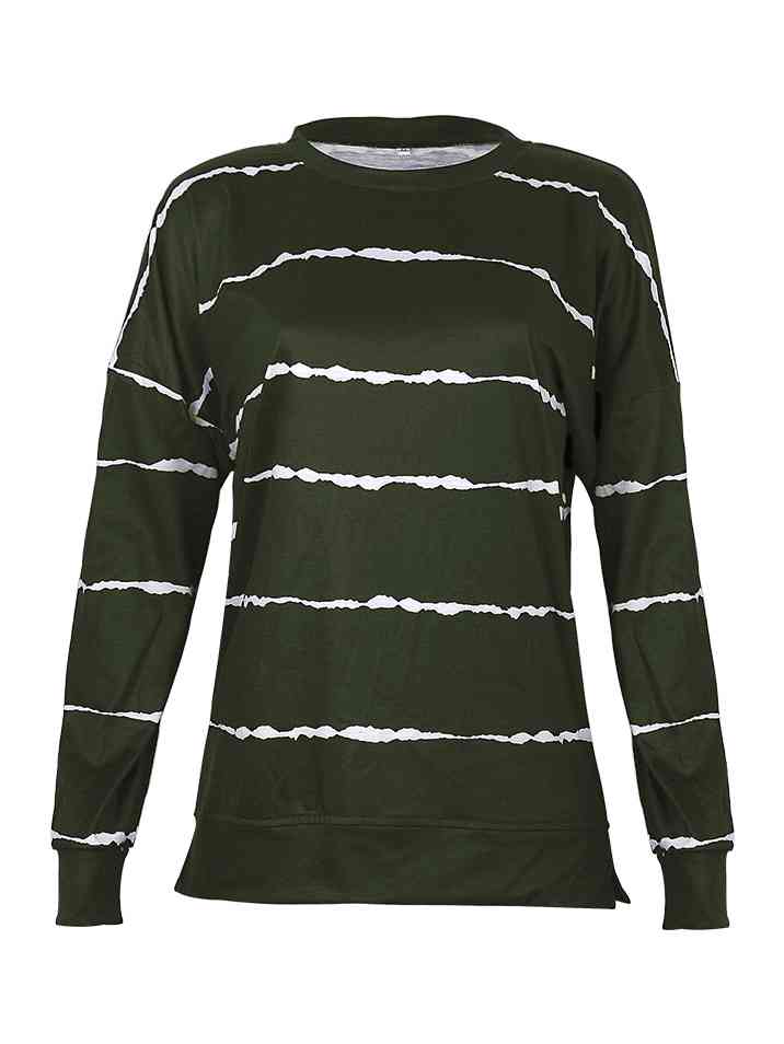 Abstract Striped Round Neck Sweatshirt