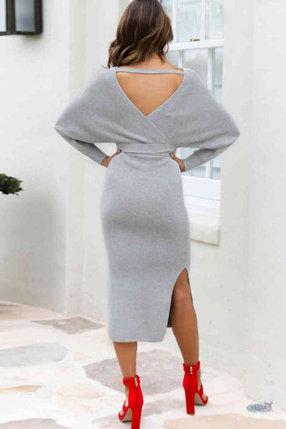 Surplice Neck Wrap Around Knit Dress