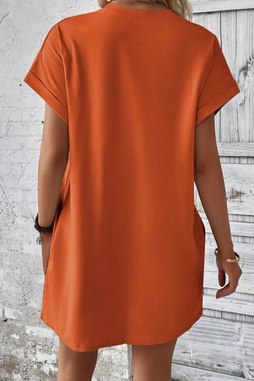 Pocketed Round Neck T-Shirt Dress