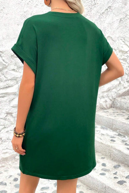 Pocketed Round Neck T-Shirt Dress