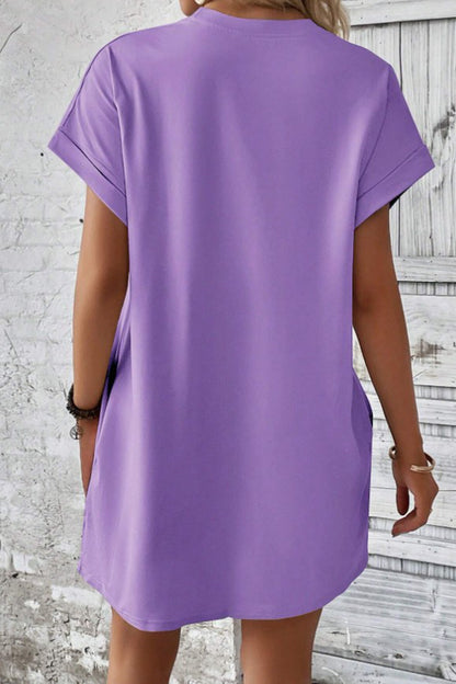 Pocketed Round Neck T-Shirt Dress