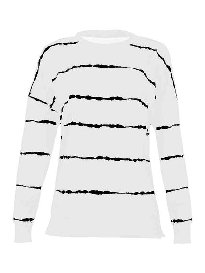 Abstract Striped Round Neck Sweatshirt