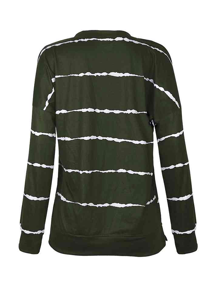 Abstract Striped Round Neck Sweatshirt