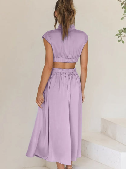 Cutout Cap Sleeve Ruched Dress